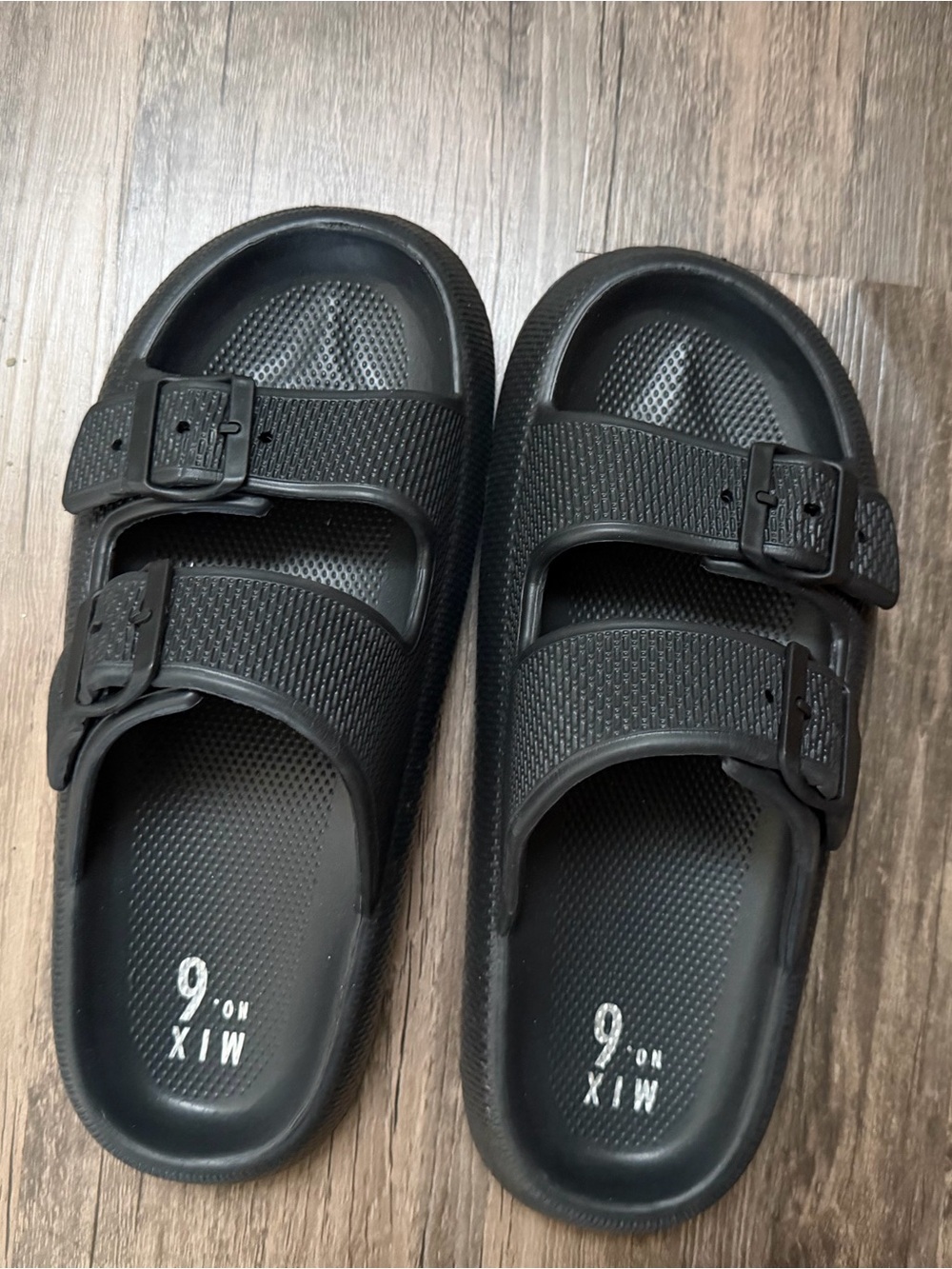 Mix No. 6 Black Double-Buckle Comfort Slides